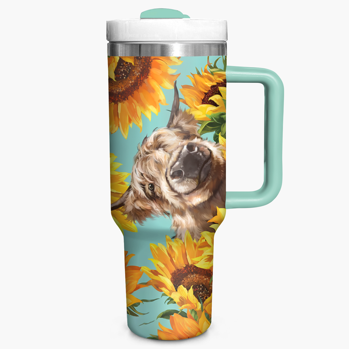 Highland Cow With Sunflower - Tumbler With Handle - NCU0DK002