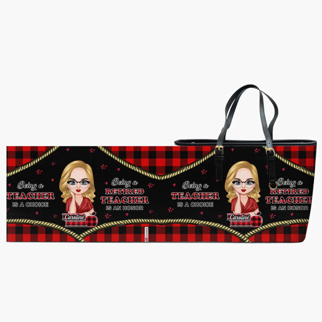 Personalized Leather Bucket Bag - Gift For Teacher - Being A Retired Teacher Is An Honor