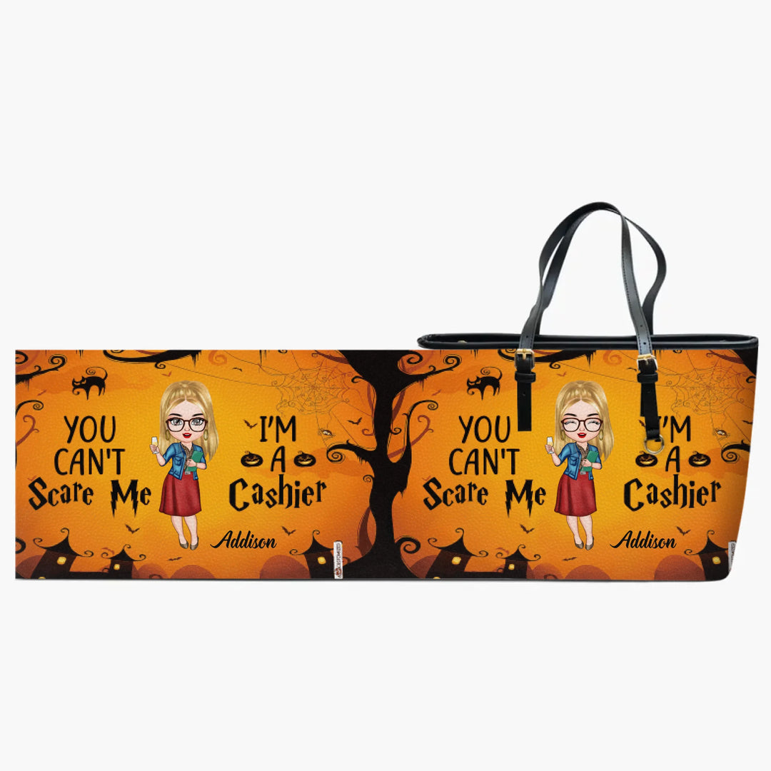 Personalized Leather Bucket Bag - Gift For Cashier - You Can't Scare Me