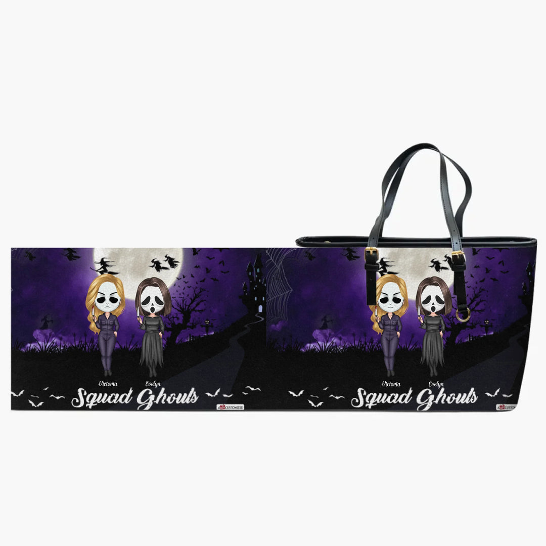 Personalized Leather Bucket Bag - Gift For Friend - Squad Ghouls