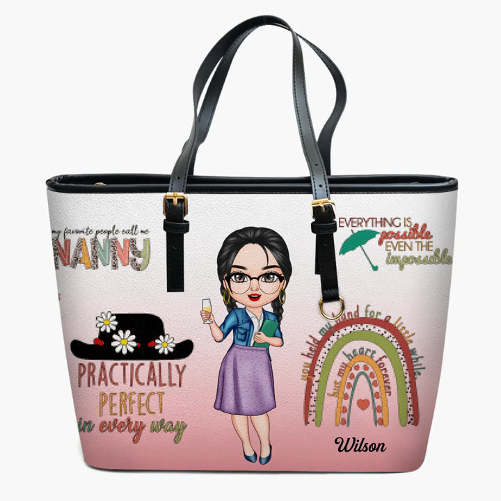Personalized Leather Bucket Bag - Gift For Nanny - Practically Perfect Everyday