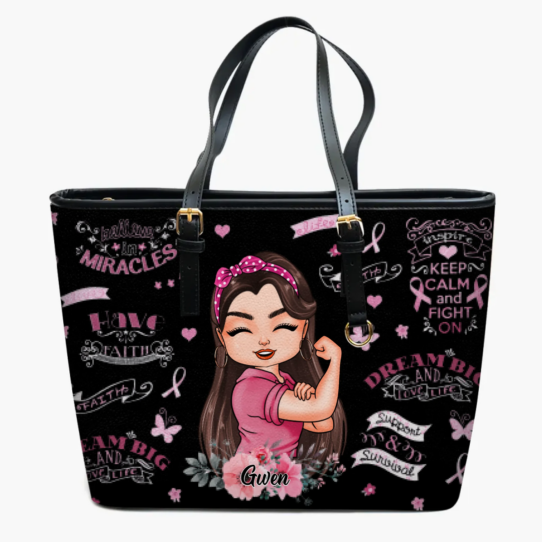 Personalized Leather Bucket Bag - Gift For BC Fighter - BC Fighter Keep Calm And Fight On