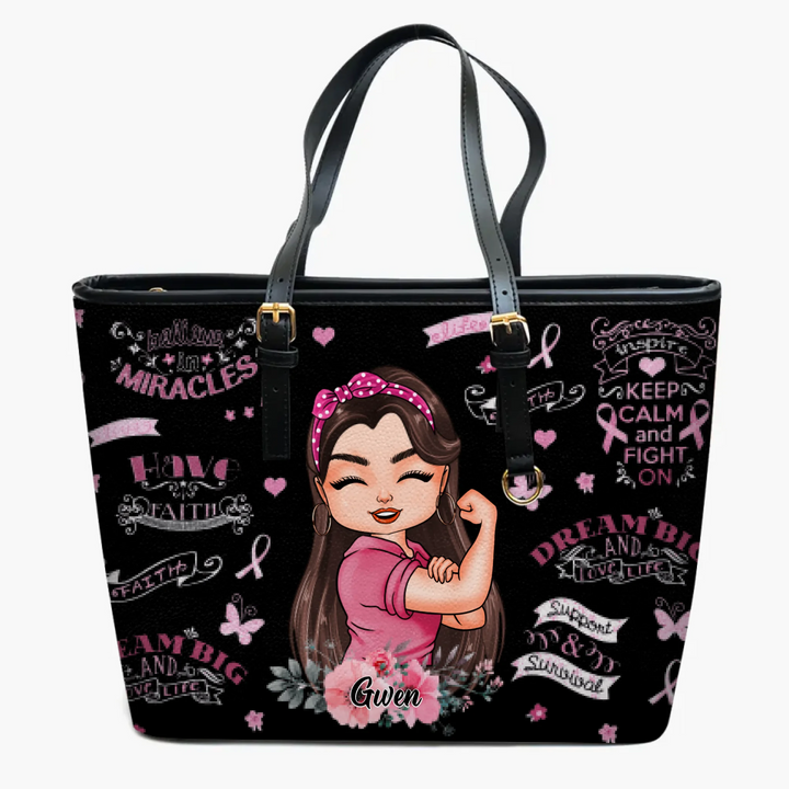 Personalized Leather Bucket Bag - Gift For BC Fighter - BC Fighter Keep Calm And Fight On