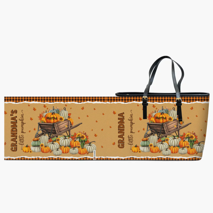 Personalized Leather Bucket Bag - Gift For Grandma - Grandma's Little Pumpkin