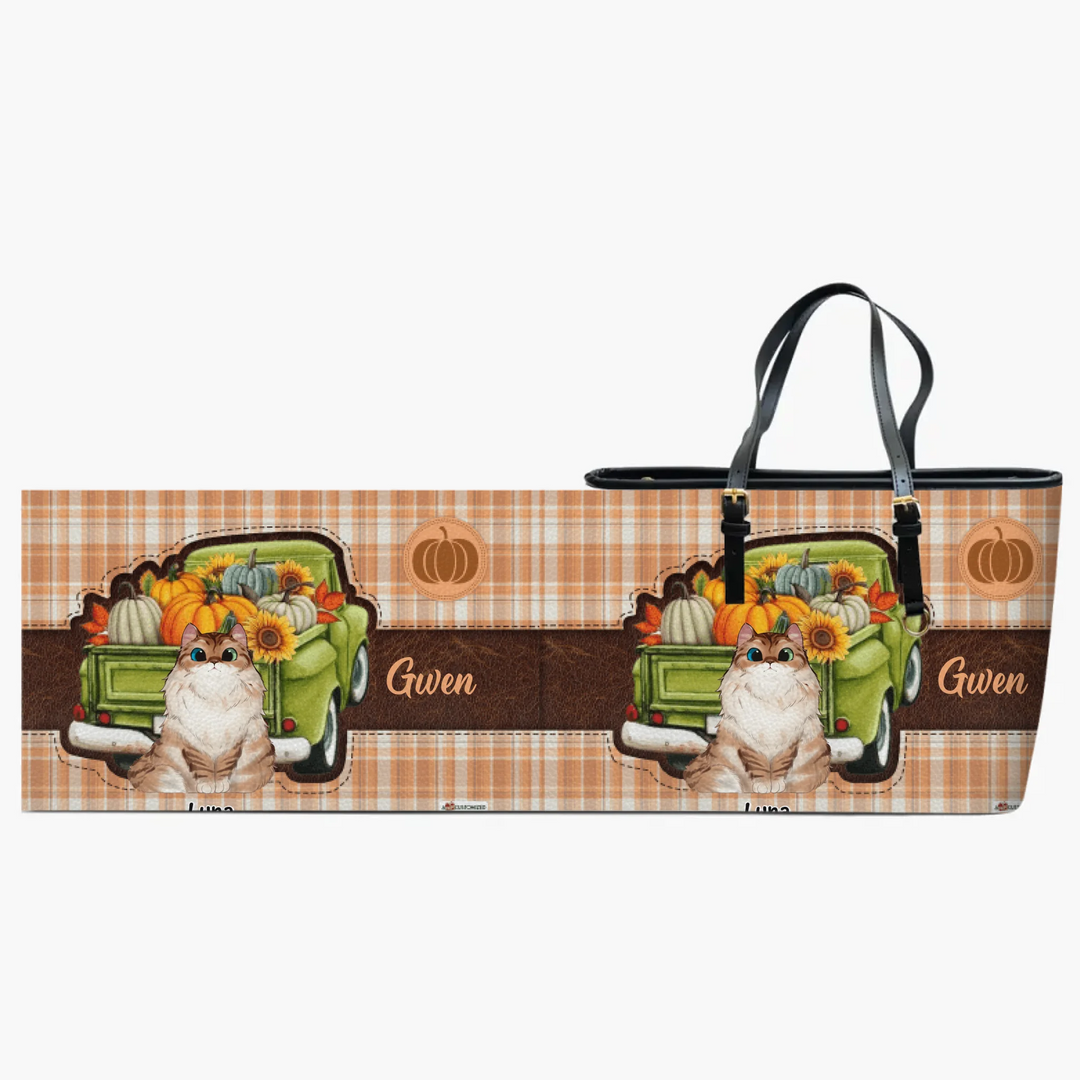Personalized Leather Bucket Bag - Gift For Cat Lover - Cat Mom