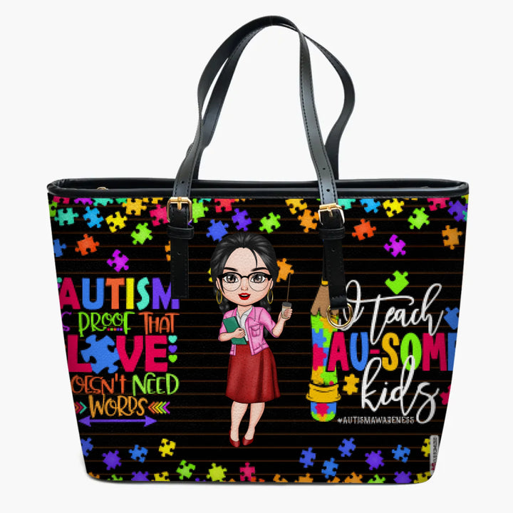 Personalized Leather Bucket Bag - Gift For Teacher - I Teach AU-Some Kids