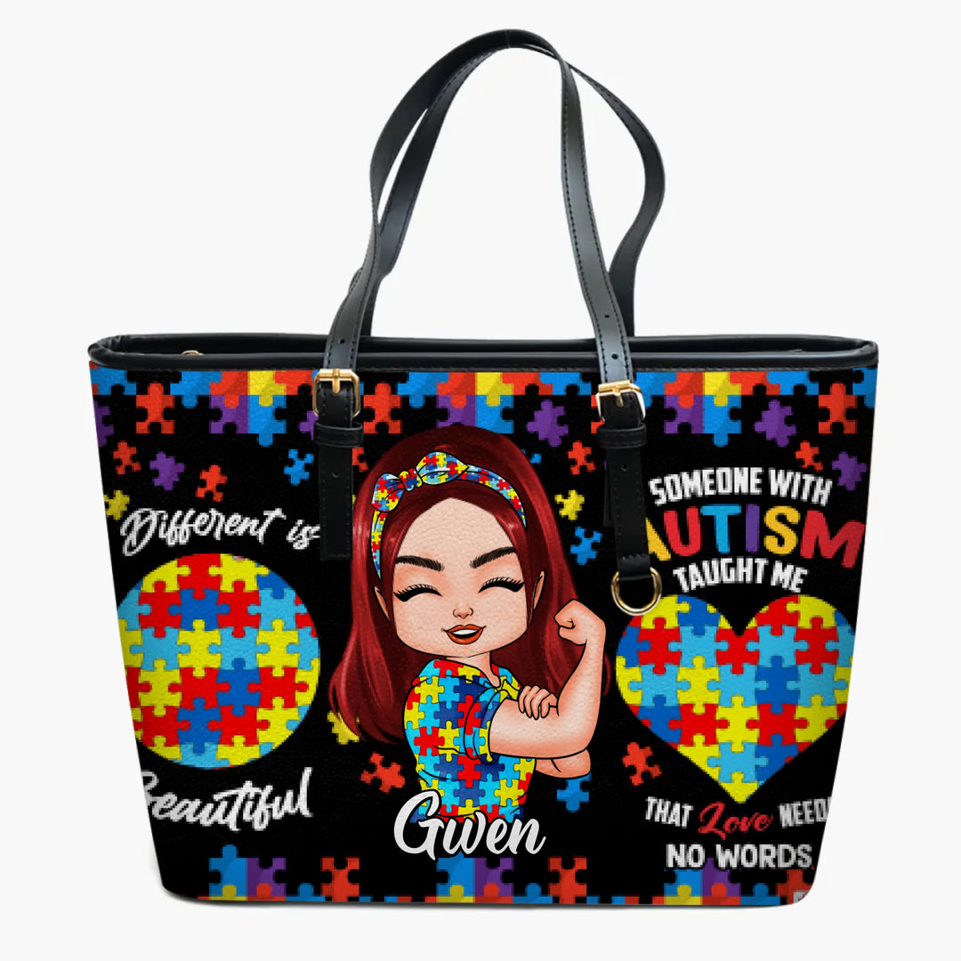 Personalized Leather Bucket Bag - Gift For AU Fighter - Different Is Beautiful