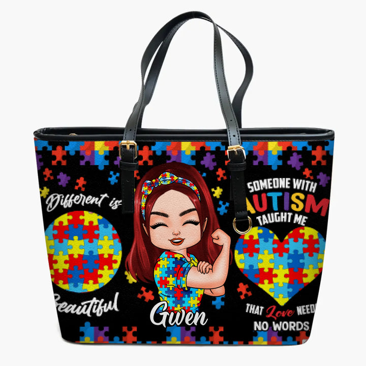 Personalized Leather Bucket Bag - Gift For AU Fighter - Different Is Beautiful