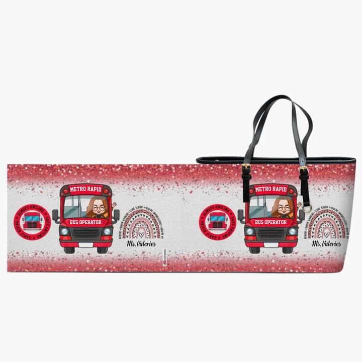 Personalized Leather Bucket Bag - Gift For City Bus Driver - Metro Rapid Bus Operator