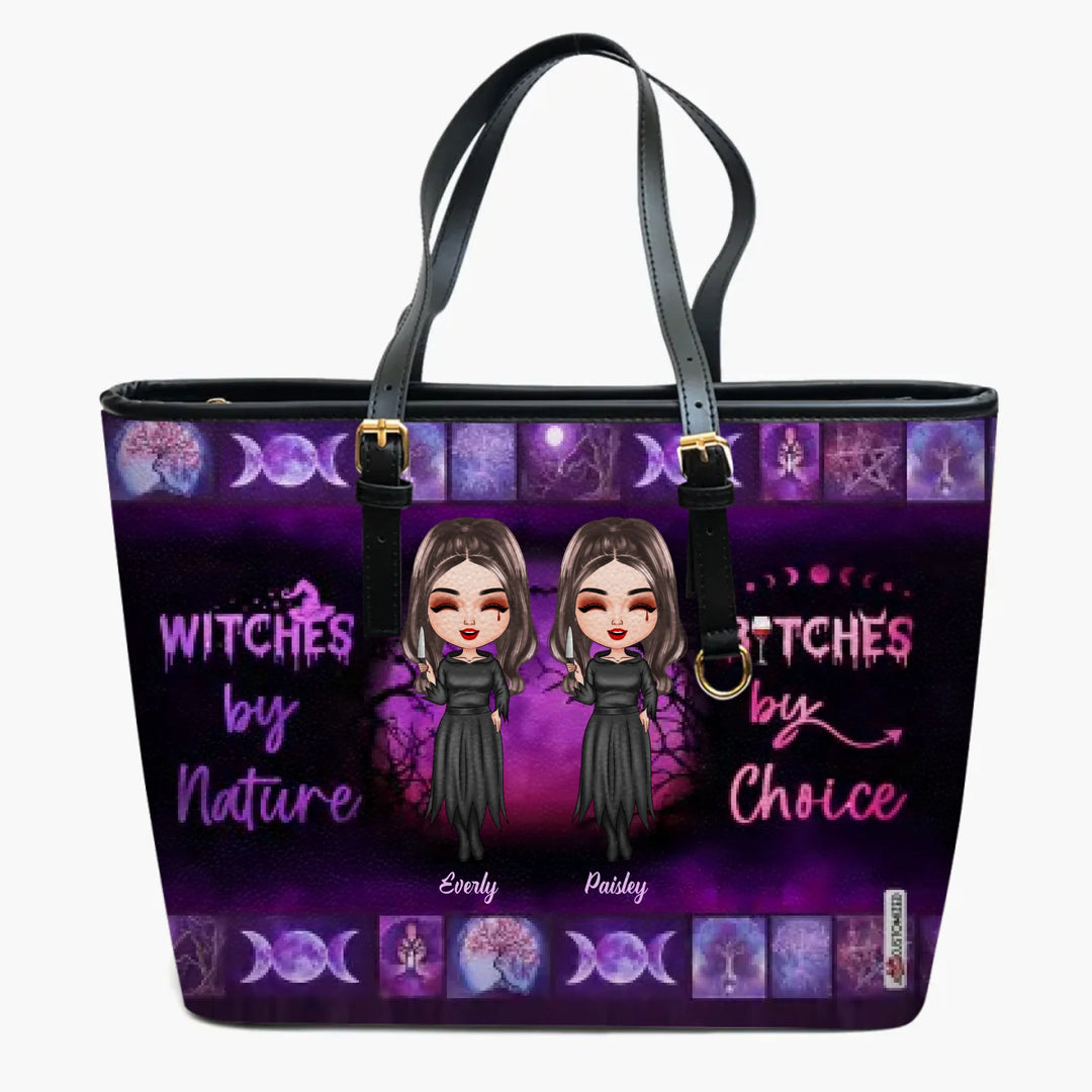 Personalized Leather Bucket Bag - Gift For Friend - Witches By Nature, Bitches By Choice