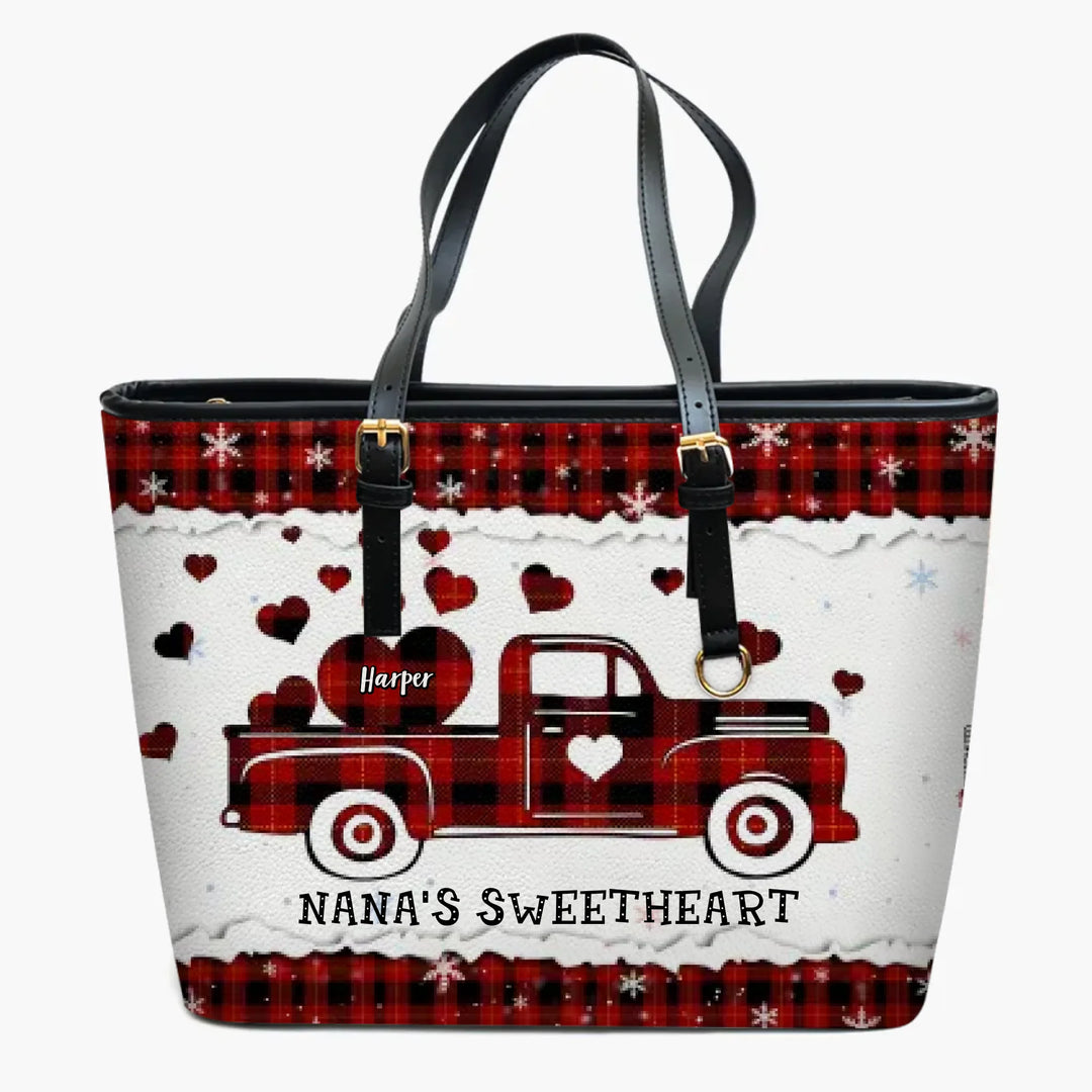 Personalized Leather Bucket Bag - Gift For Grandma - Nana's Sweethearts