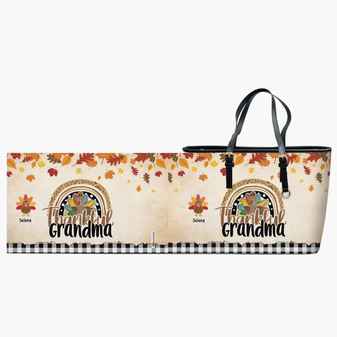 Personalized Leather Bucket Bag - Gift For Grandma - One Thankful Grandma