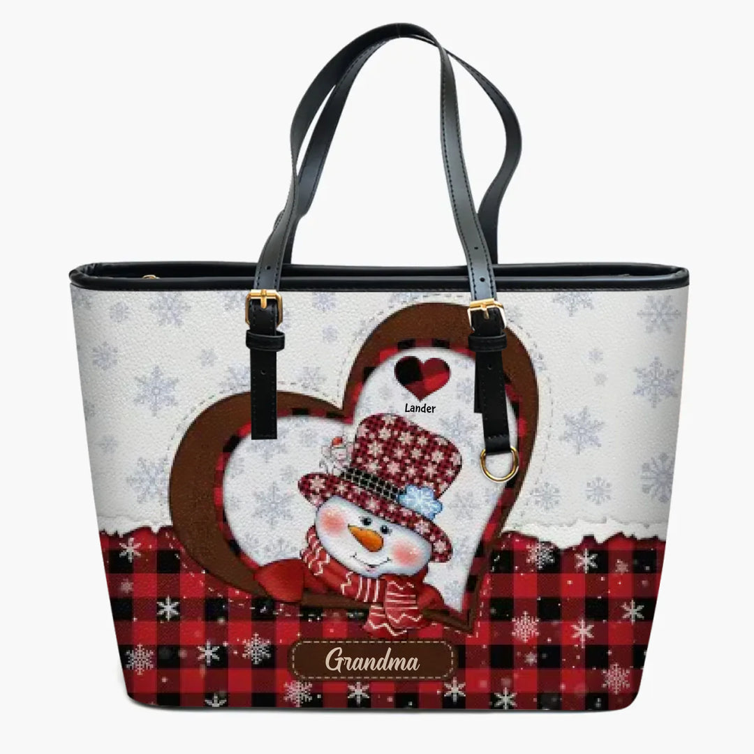 Personalized Leather Bucket Bag - Gift For Grandma - Grandma Life