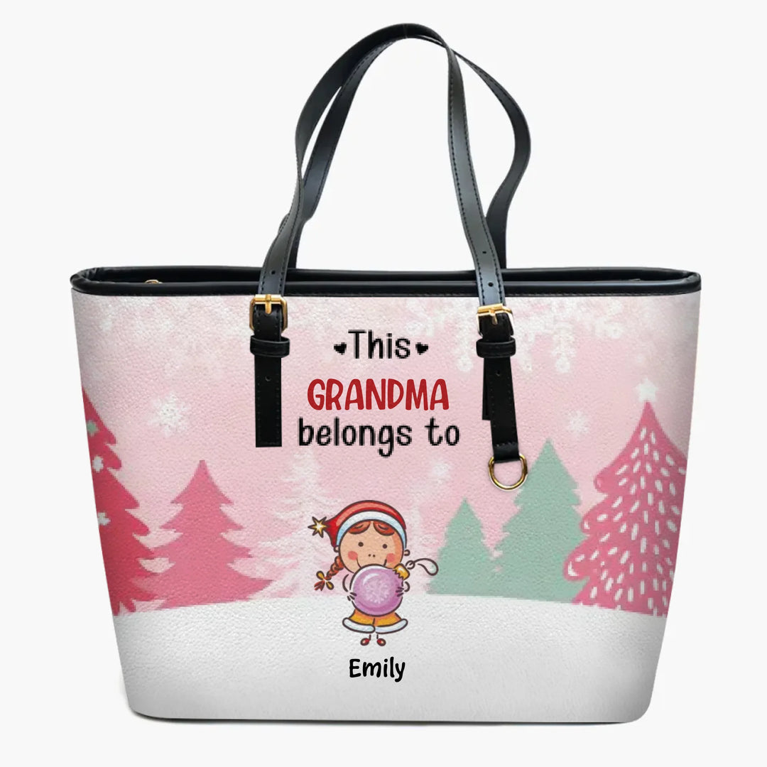 Personalized Leather Bucket Bag - Gift For Grandma - This Grandma Belongs To