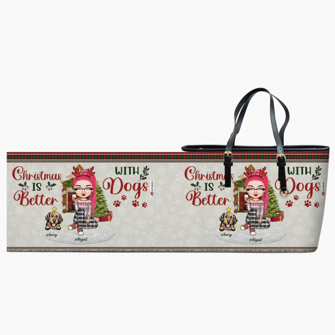 Personalized Leather Bucket Bag - Gift For Dog Lover - Just A Girl Who Loves Dogs And Christmas