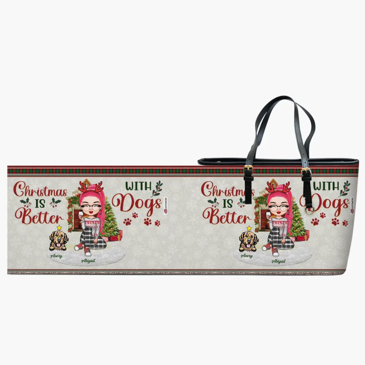 Personalized Leather Bucket Bag - Gift For Dog Lover - Just A Girl Who Loves Dogs And Christmas