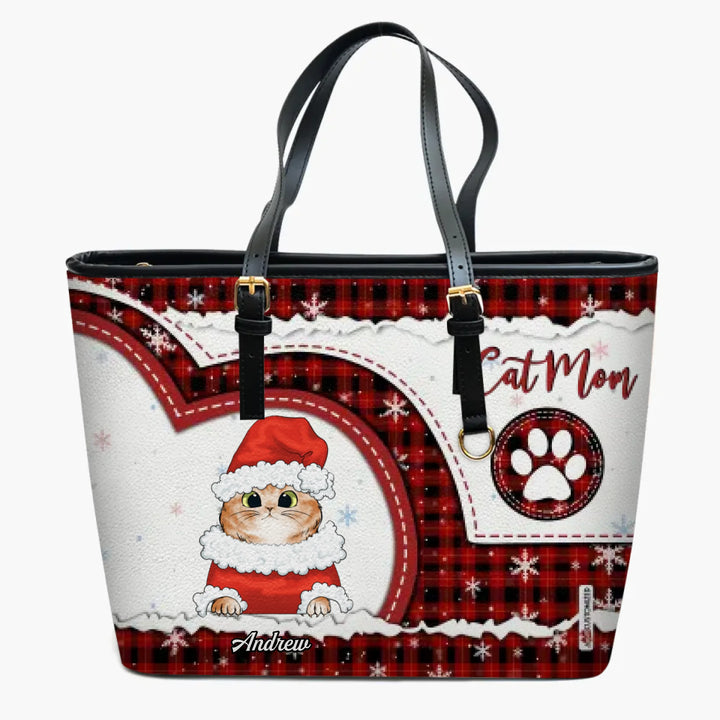 Personalized Leather Bucket Bag - Gift For Pet Lover - Dog Mom Cat Mom ARND0014