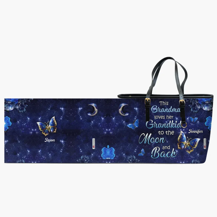 Personalized Leather Bucket Bag - Gift For Grandma - This Grandma Loves Her Grandkids To The Moon And Back ARND018