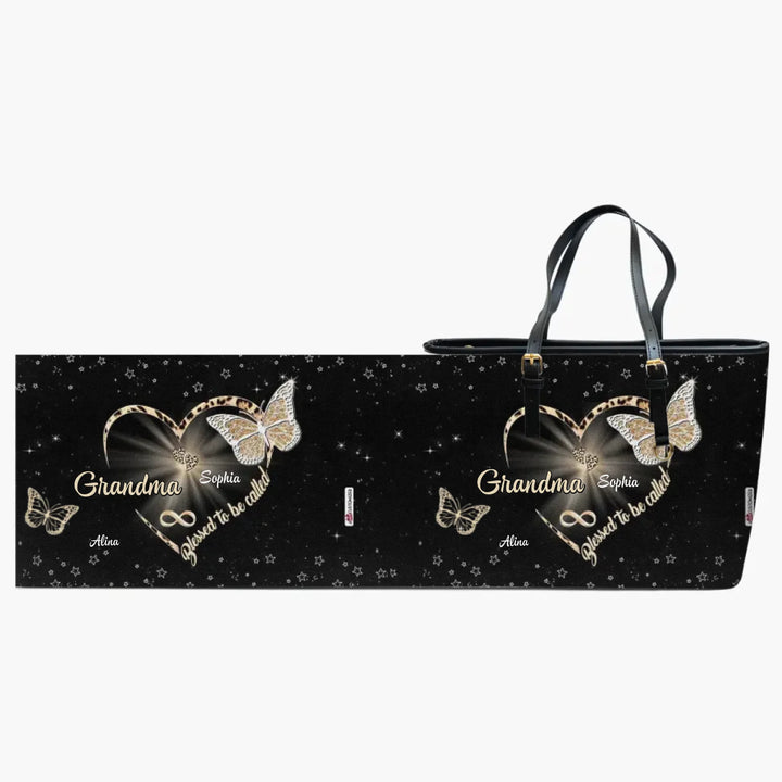 Personalized Leather Bucket Bag - Gift For Mom & Grandma - Blessed To Be Called Grandma ARND018
