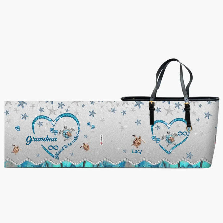 Personalized Leather Bucket Bag - Gift For Grandma - Blessed To Be Called Grandma ARND005