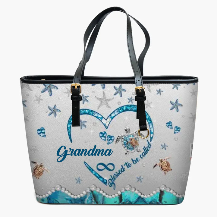 Personalized Leather Bucket Bag - Gift For Grandma - Blessed To Be Called Grandma ARND005