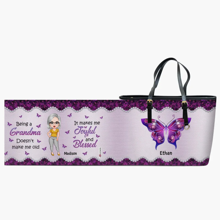 Personalized Leather Bucket Bag - Gift For Grandma - Being Grandma Makes Me Joyful And Blessed ARND037