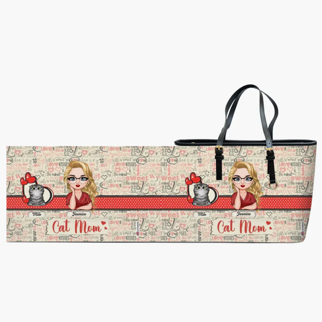 Personalized Leather Bucket Bag - Gift For Cat Lover - Cat Mom ARND005