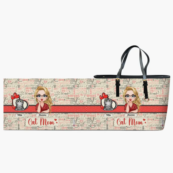 Personalized Leather Bucket Bag - Gift For Cat Lover - Cat Mom ARND005