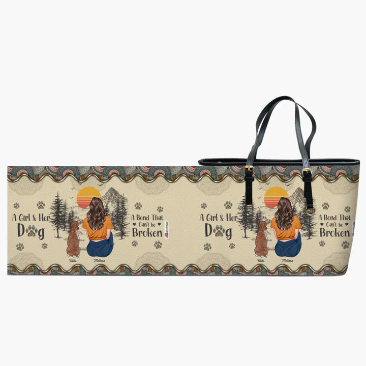 Personalized Leather Bucket Bag - Gift For Dog Lover - A Girl And Her Dogs A Bond That Can't Be Broken ARND005