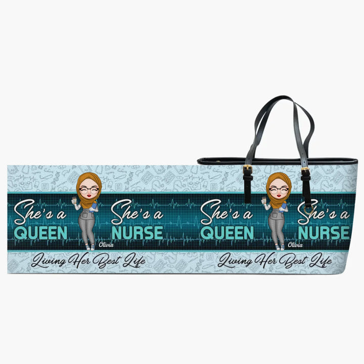 Personalized Leather Bucket Bag - Gift For Nurse - Living Her Best Life ARND018