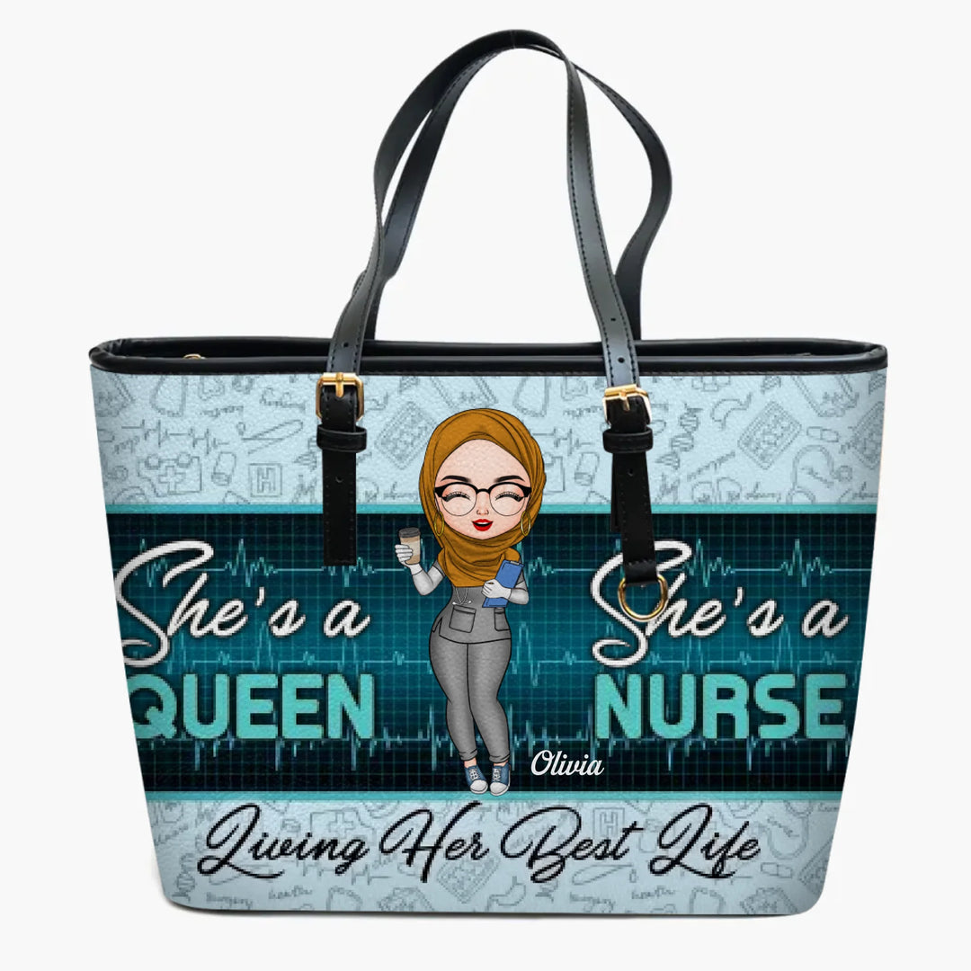 Personalized Leather Bucket Bag - Gift For Nurse - Living Her Best Life ARND018