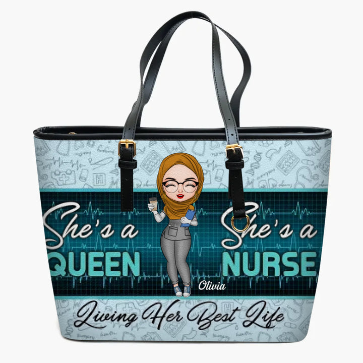 Personalized Leather Bucket Bag - Gift For Nurse - Living Her Best Life ARND018