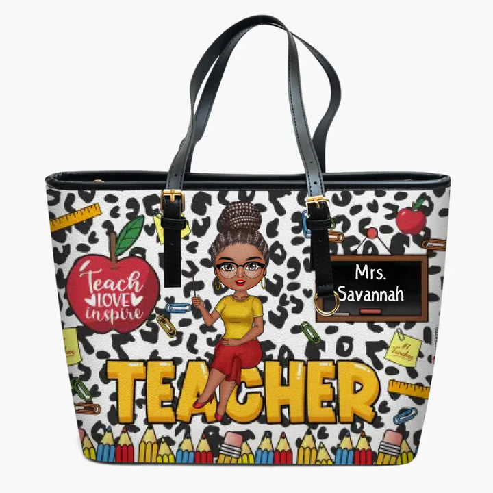 Personalized Leather Bucket Bag - Gift For Teacher - Love My Job ARND005