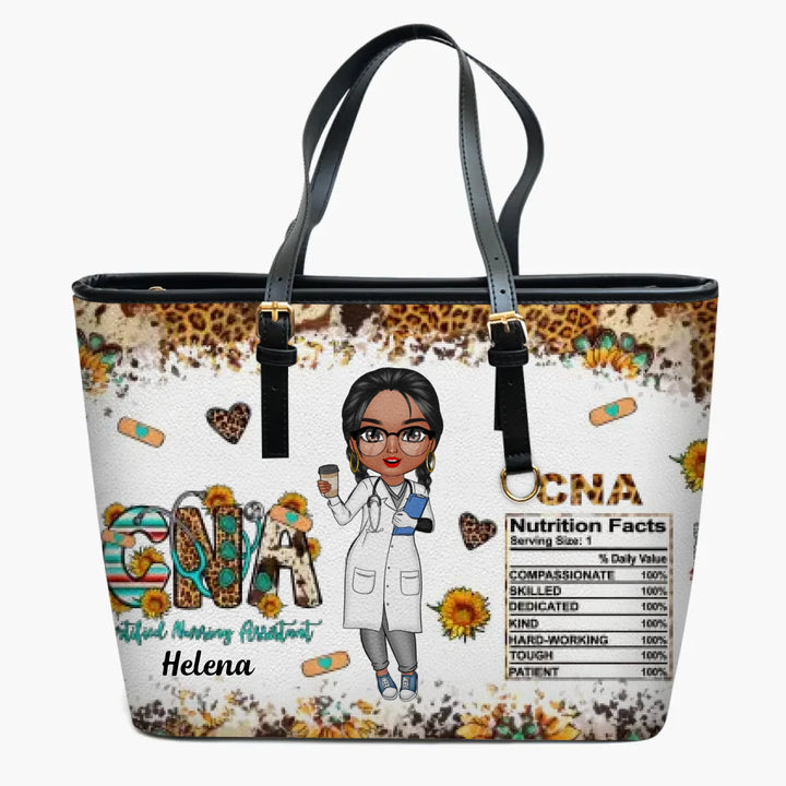 Personalized Leather Bucket Bag - Gift For CNA - Certified Nursing Assistant Nutrition Facts ARND0014