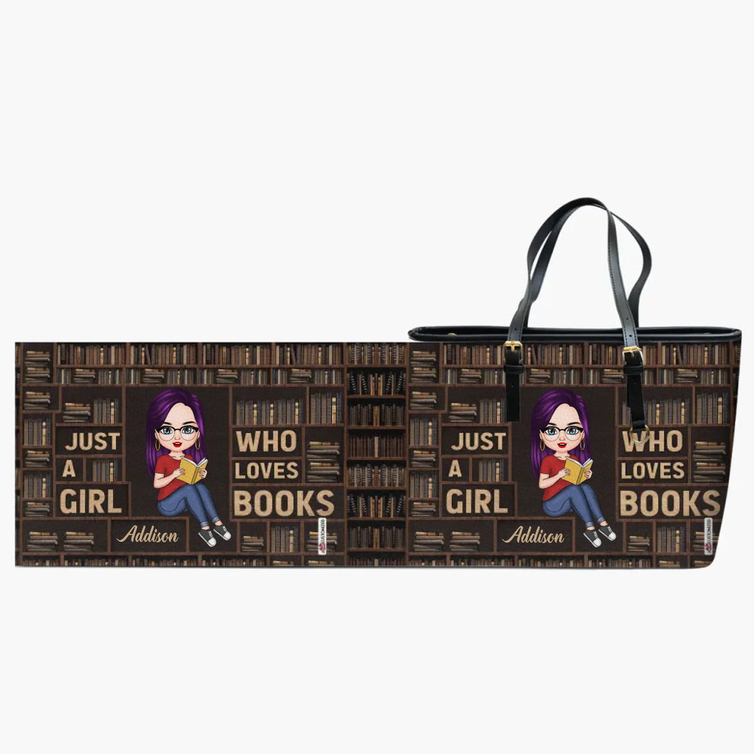 Personalized Leather Bucket Bag - Gift For Reading Lover - Just A Girl Who Loves Books ARND005