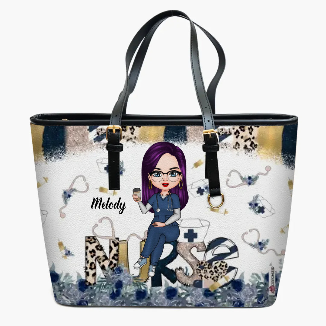 Personalized Leather Bucket Bag - Gift For Nurse - I Love Being A Nurse ARND005