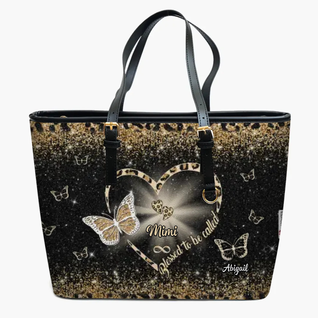 Personalized Leather Bucket Bag - Gift For Grandma - Blessed To Be Called Grandma ARND036