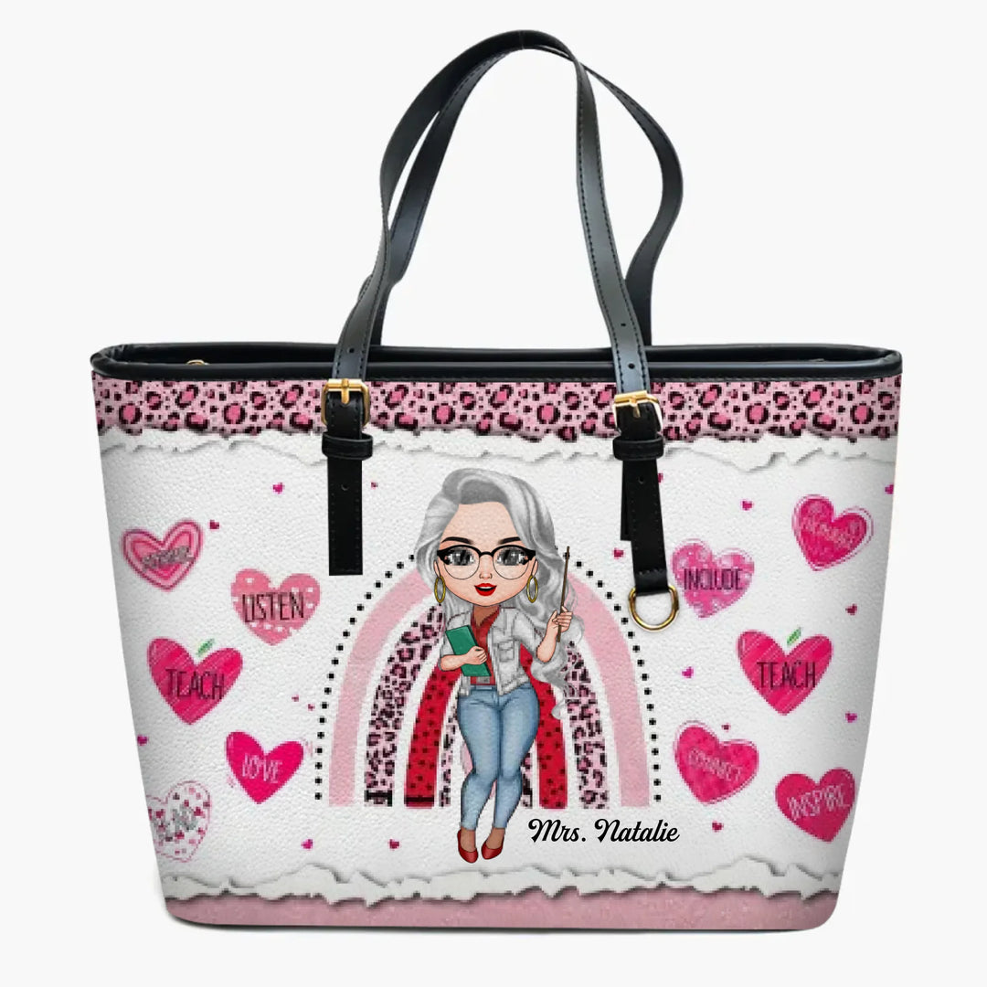 Personalized Leather Bucket Bag - Gift For Teacher - I Love Being A Teacher ARND036