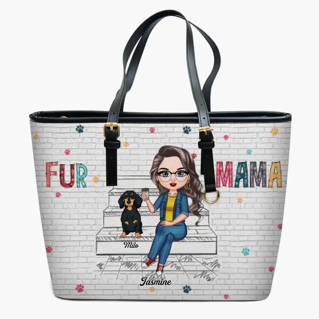 Personalized Leather Bucket Bag - Gift For Pet Lover - Fur Mama ARND005