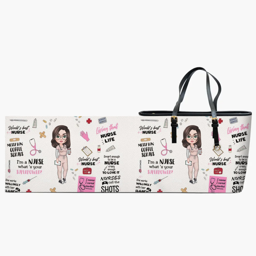 Personalized Leather Bucket Bag - Gift For Nurse - World's Best Nurse V2 ARND005