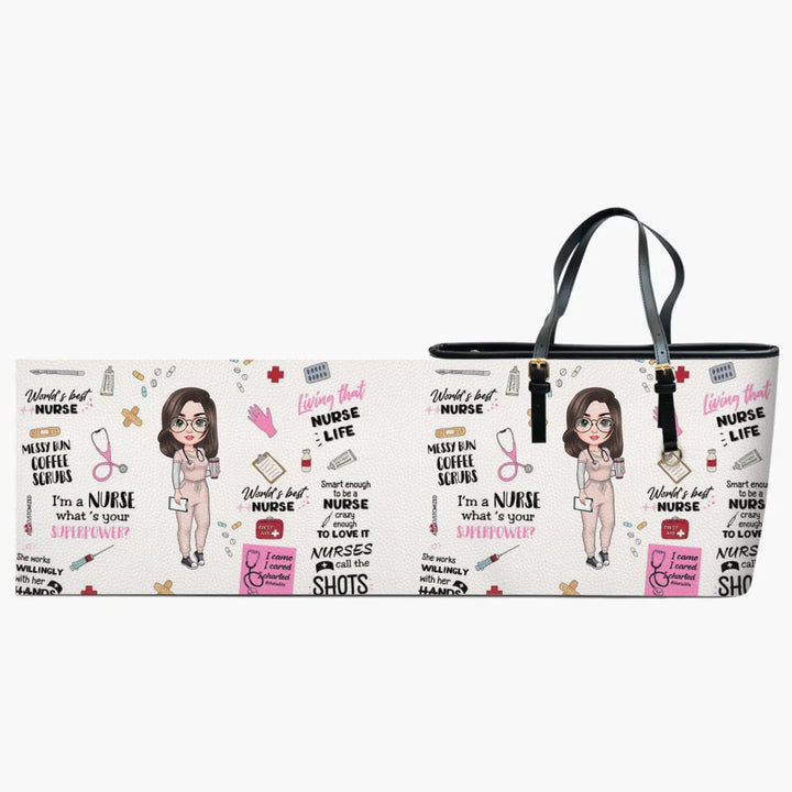 Personalized Leather Bucket Bag - Gift For Nurse - World's Best Nurse V2 ARND005