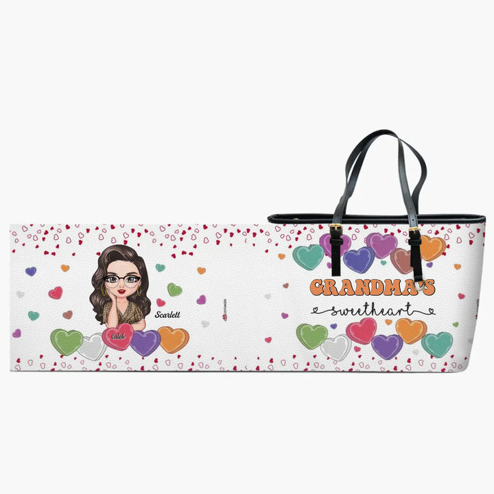 Personalized Leather Bucket Bag - Gift For Grandma - Grandma's Sweethearts ARND037