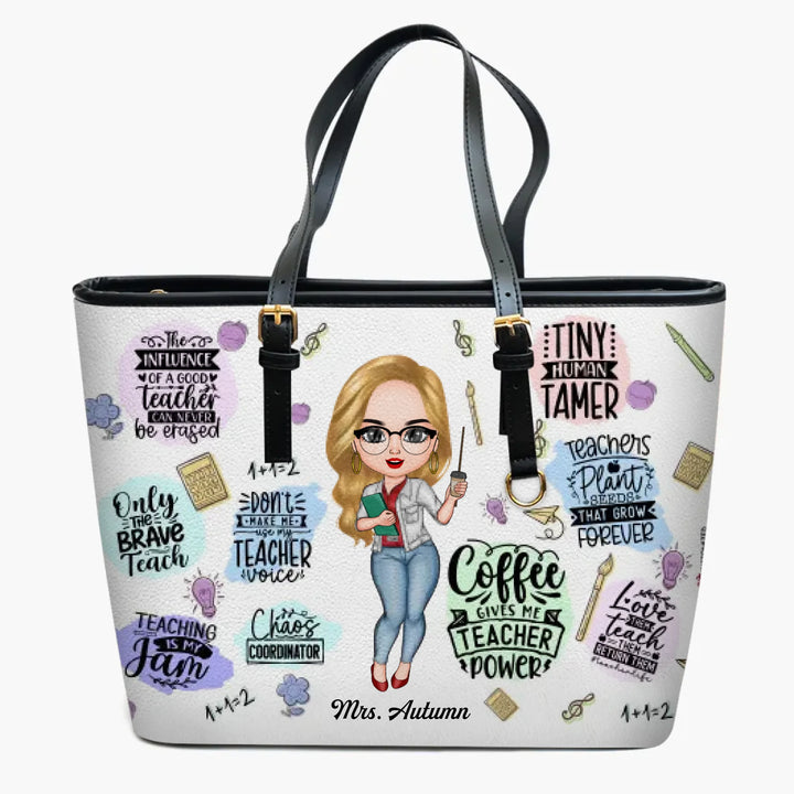 Personalized Leather Bucket Bag - Gift For Teacher - Teacher Life ARND036