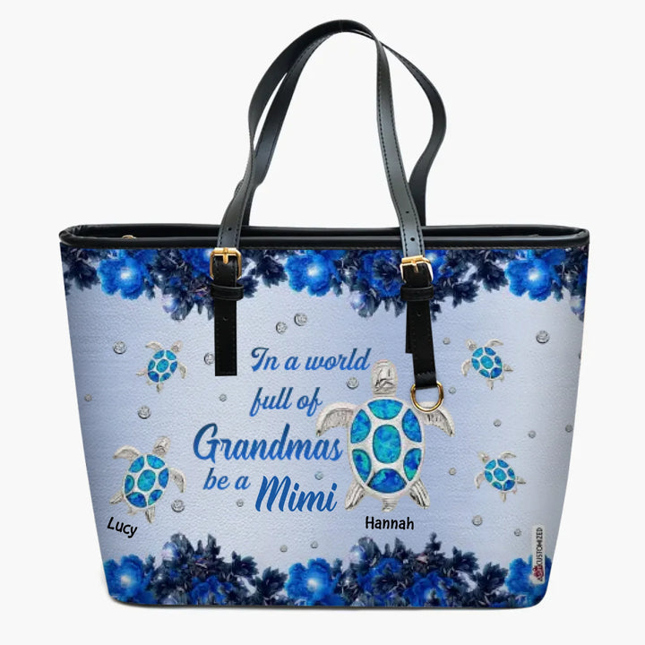 Personalized Leather Bucket Bag - Gift For Grandma - Turtle Be A Grandma ARND037