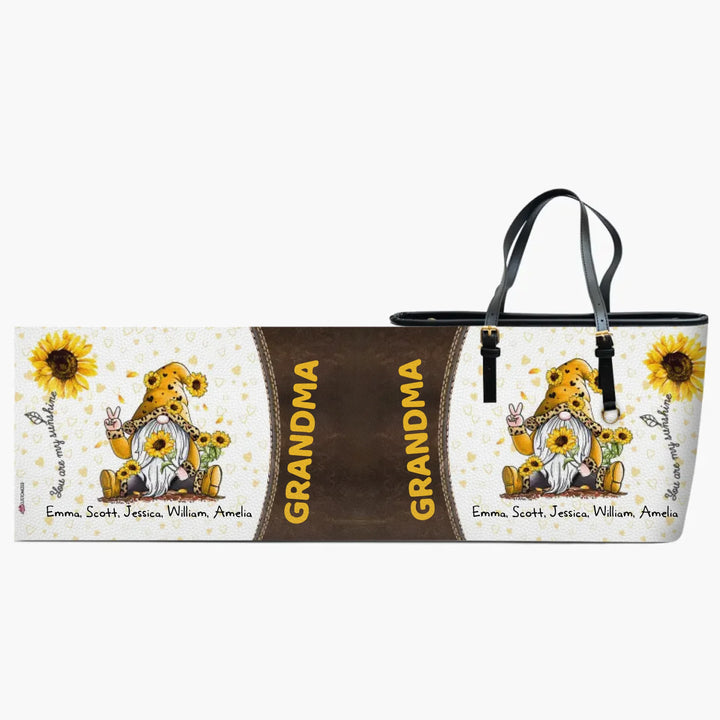 Personalized Leather Bucket Bag - Gift For Grandma - You Are My Sunshine ARND0014