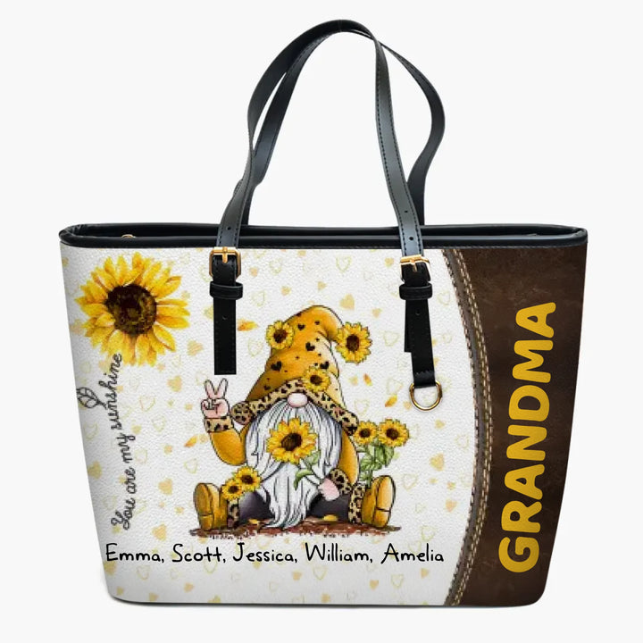 Personalized Leather Bucket Bag - Gift For Grandma - You Are My Sunshine ARND0014
