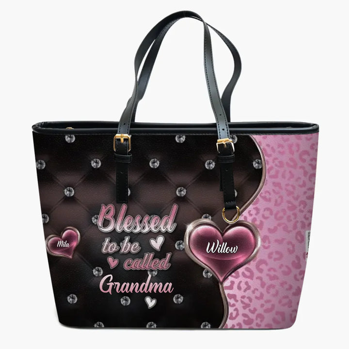 Personalized Leather Bucket Bag - Gift For Grandma - Blessed To Be Called Grandma ARND037