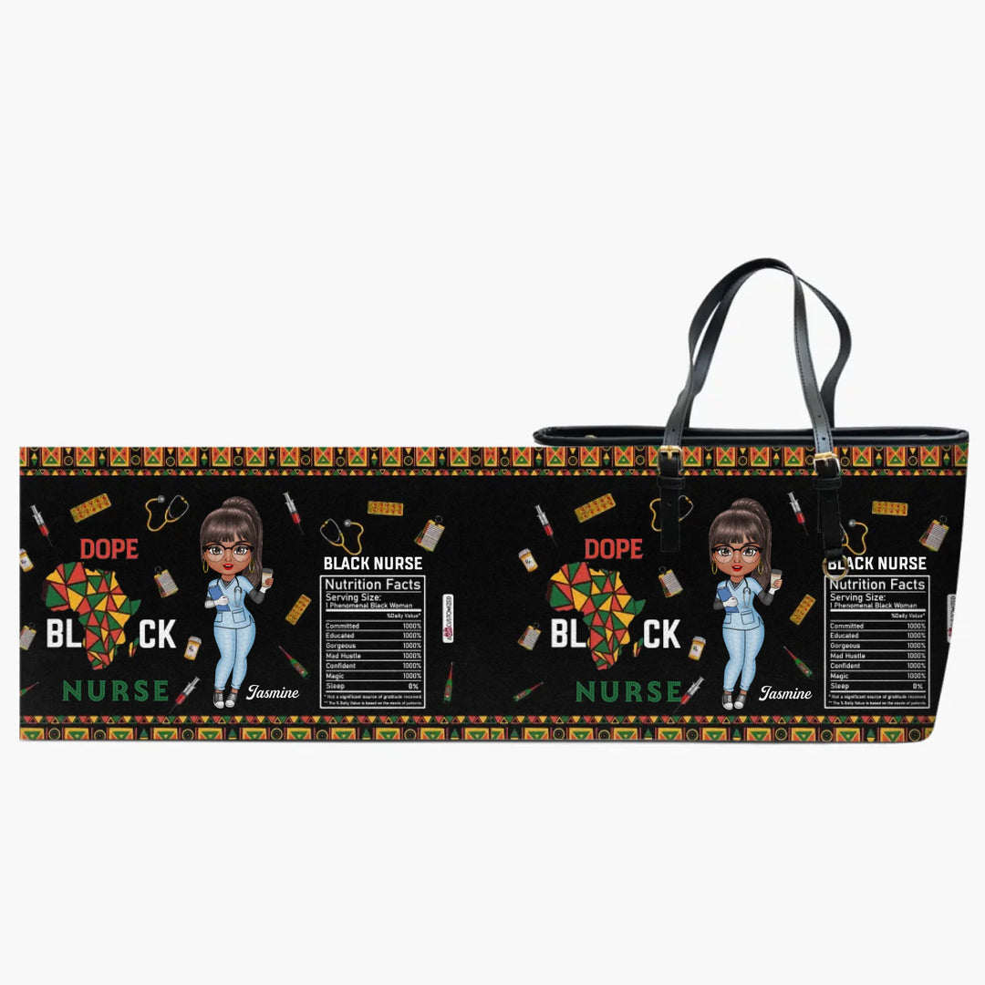 Personalized Leather Bucket Bag - Birthday, Nurse's Day Gift For Nurse - Dope Black Nurse Juneteenth ARND0014