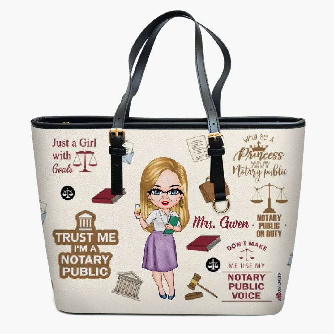 Personalized Leather Bucket Bag - Birthday Gift For Notary Public - Love My Job ARND005