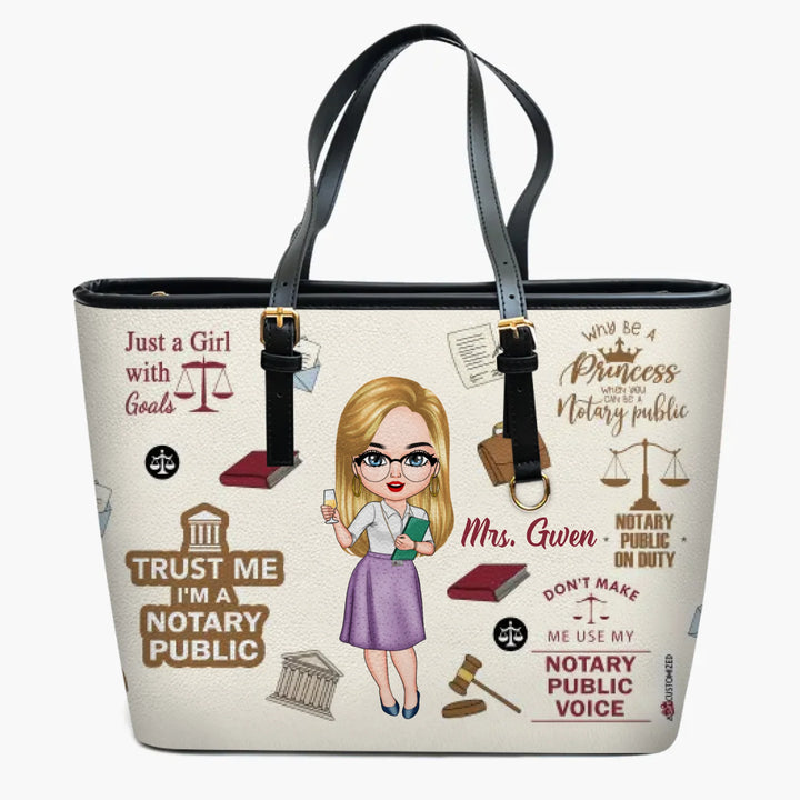 Personalized Leather Bucket Bag - Birthday Gift For Notary Public - Love My Job ARND005